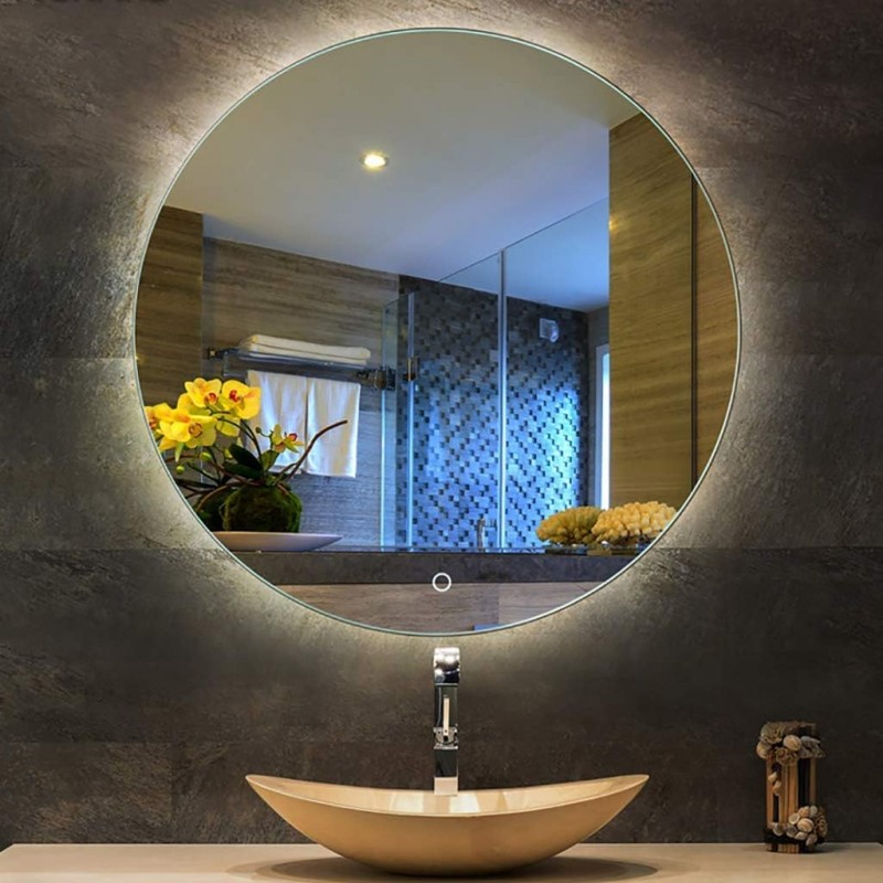 LED Illuminated Bathroom Mirror Frame less Round with LED Light