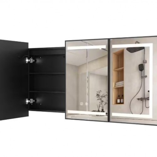 Black Bathroom Cabinet with Mirror with LED Lighting