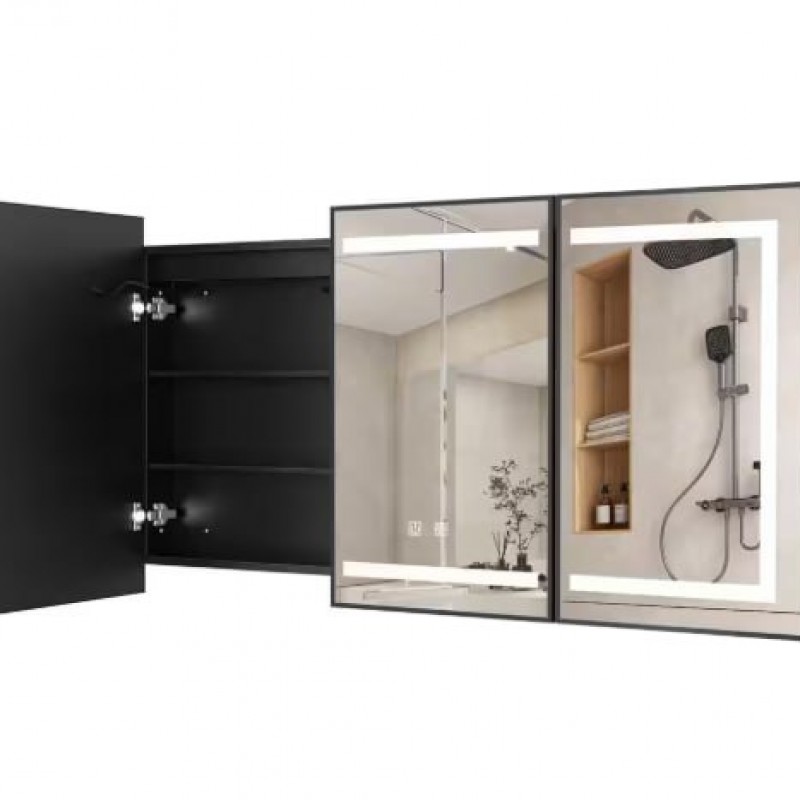 Black Bathroom Cabinet with Mirror with LED Lighting
