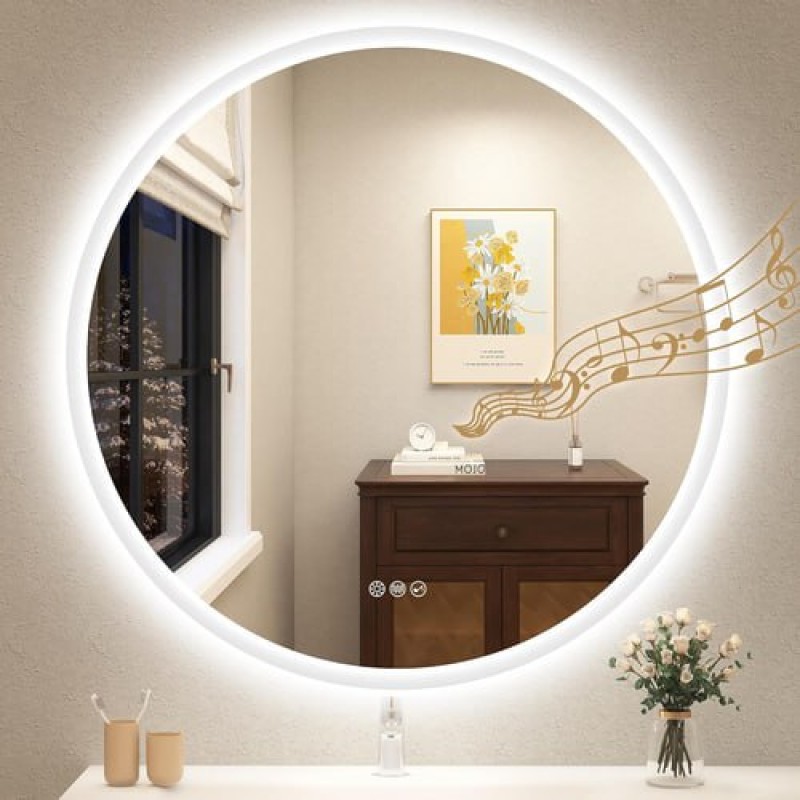 Internal & External LED lighting mirror with Bluetooth Speaker, Anti-Fogging